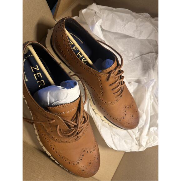 Cole Haan Zerogrand Wingtip Oxford C14493 Shoes British Tan Leather - Size 11.5